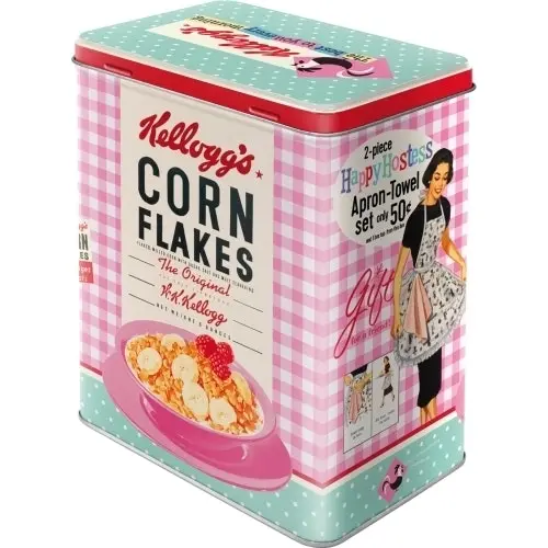 Nostalgic Art 20cm/3L Tin Box Storage Kellogg's Happy Hostess Corn Flakes Large