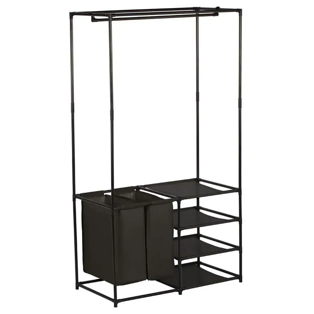 Boxsweden 4 Tier Wardrobe Organiser/Garment/Shirts Storage w/ Laundry Bag Black