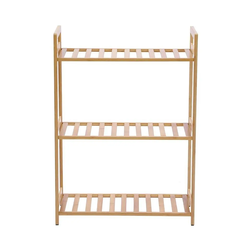 Boxsweden 51.5x71cm 3-Tier Wooden Bamboo Storage Shelf Organiser Rack Stand