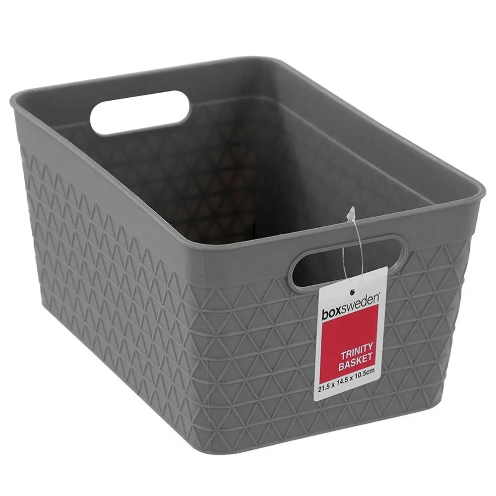 6x Boxsweden Trinity 21.5cm Basket Organiser Storage/Container w/ Handle Assort