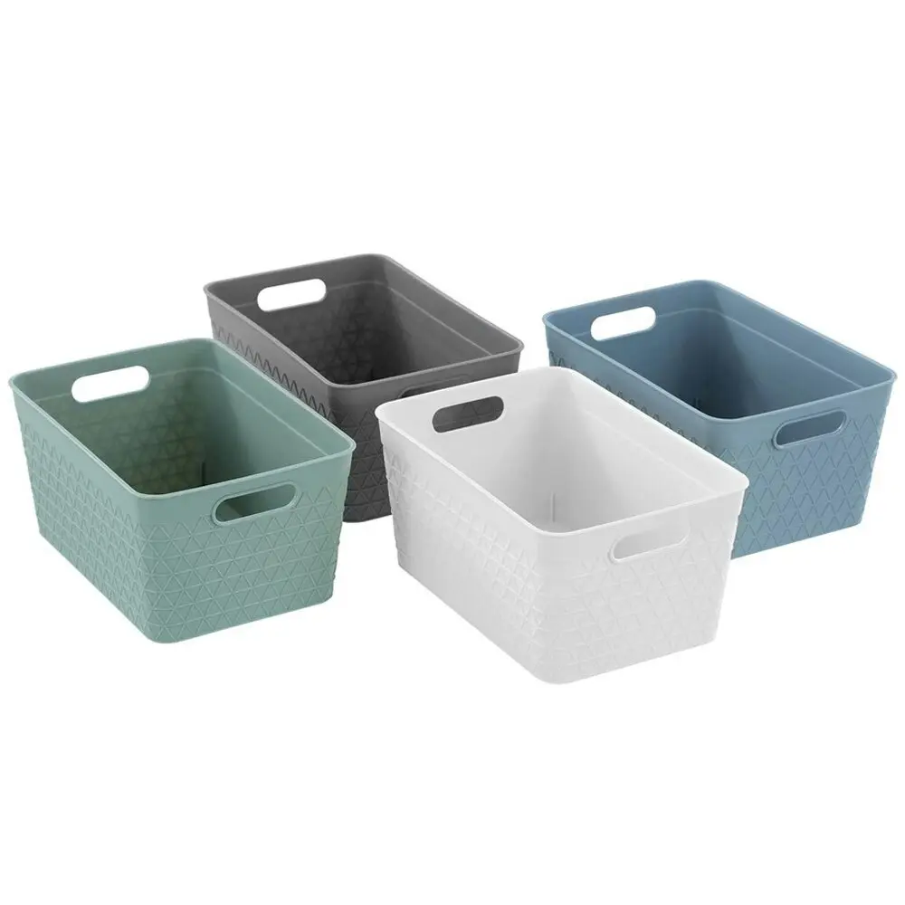 6x Boxsweden Trinity 21.5cm Basket Organiser Storage/Container w/ Handle Assort