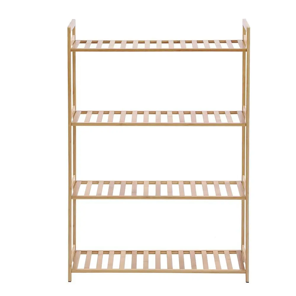 Boxsweden 68x100cm 4-Tier Wooden Bamboo Storage Shelf Home Organiser Rack Stand