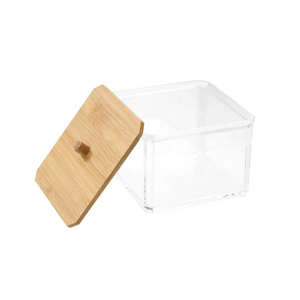 3x Boxsweden 9.5x8cm Bano Accessories Container Bathroom Organiser w/Bamboo Lid