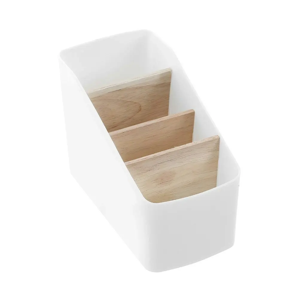 Boxsweden 18cm Bano Organiser 4 Section Bamboo Bathroom/Home Storage Box White