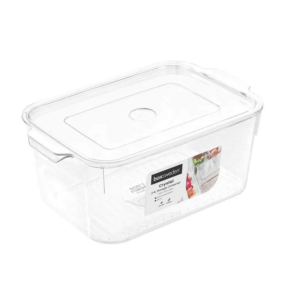 4x Boxsweden Crystal 2.4L Storage Container/Organiser w/Lid 23.5x15.5x10cm CLR