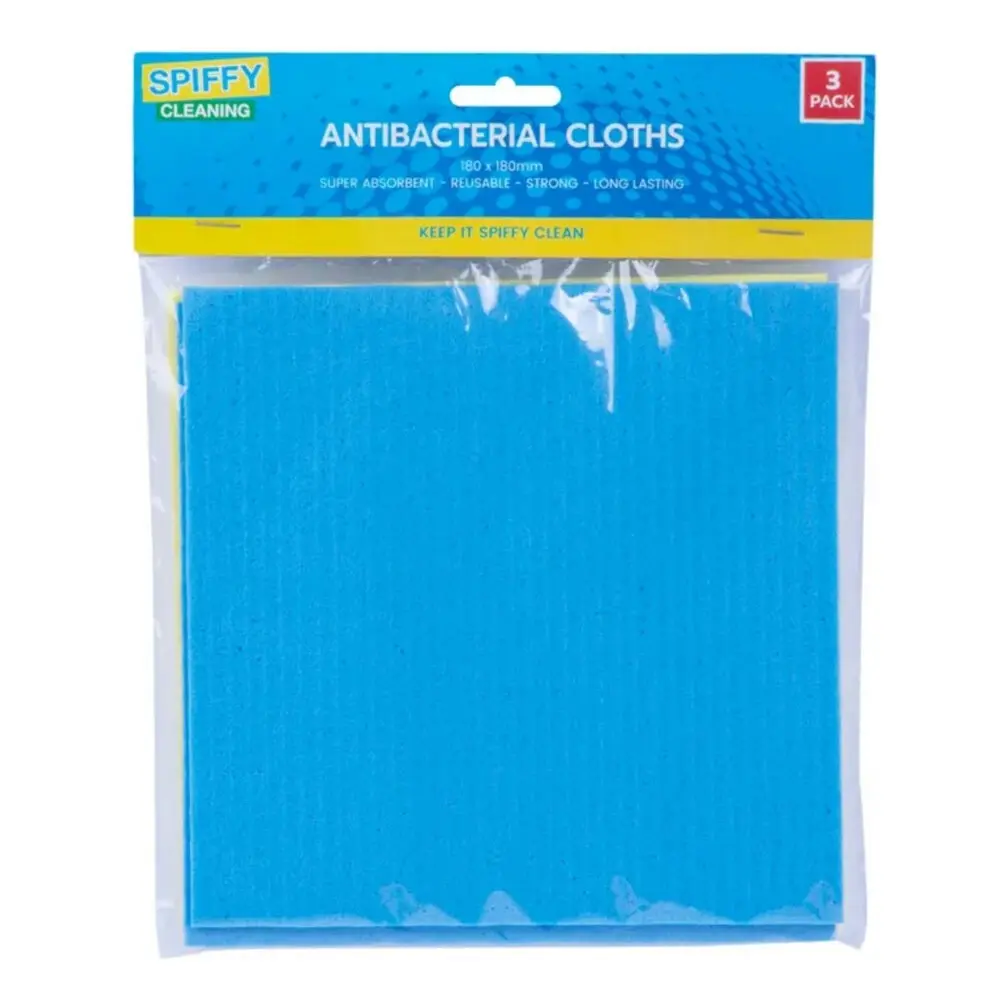 6x 3PK Spiffy 18cm Antibacterial Reusable Super Absorbent Kitchen Cleaning Cloth