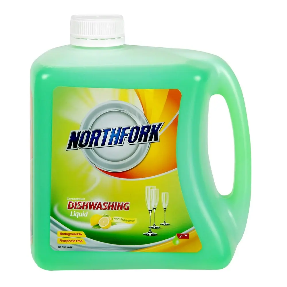 2x Northfork 2L Biodegradeable Dishwashing Dishes Concentrated Liquid/Soap Lemon