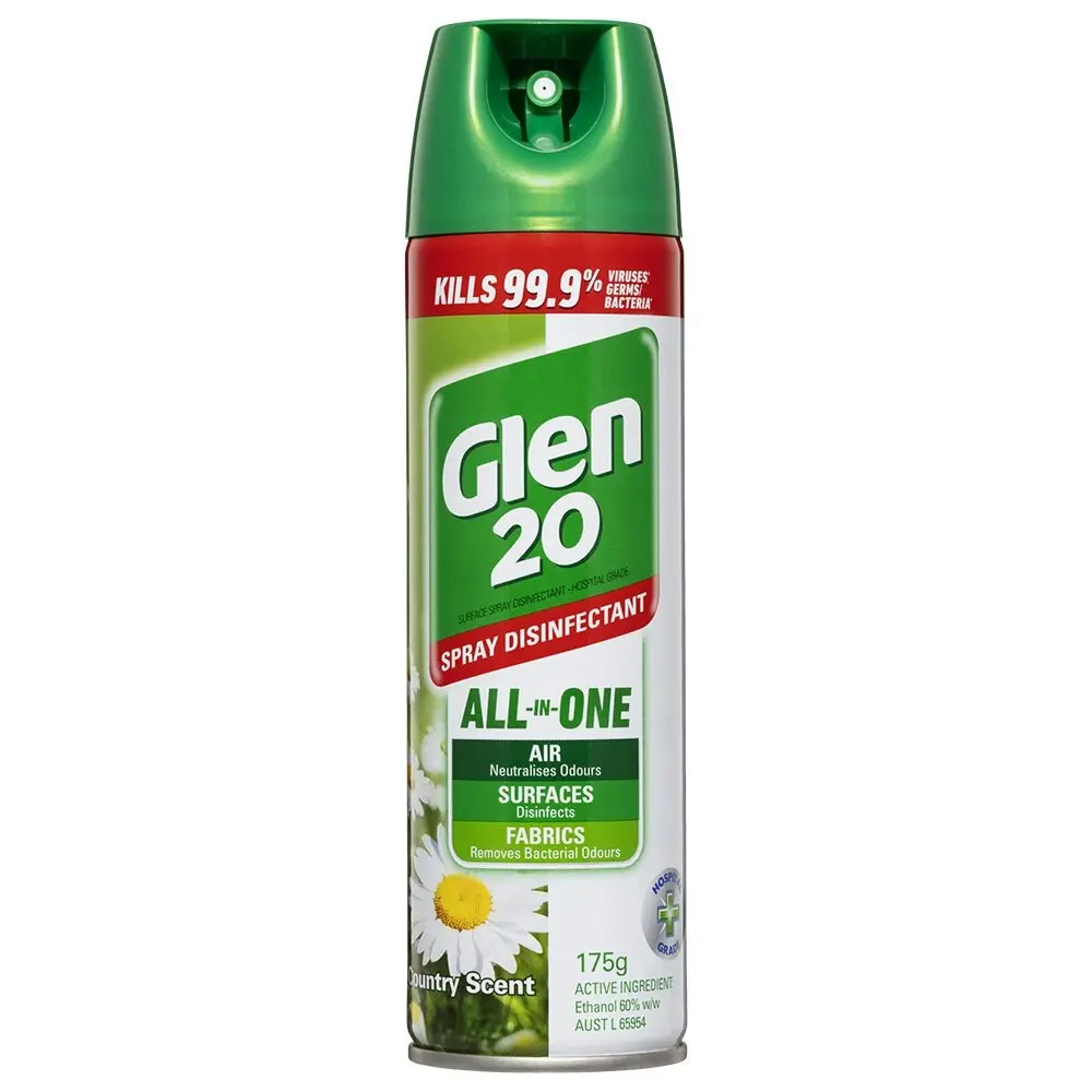 3x Glen 20 Disinfectant Spray 175g Kill 99.9% Virus/Germs/Bacteria Country Scent