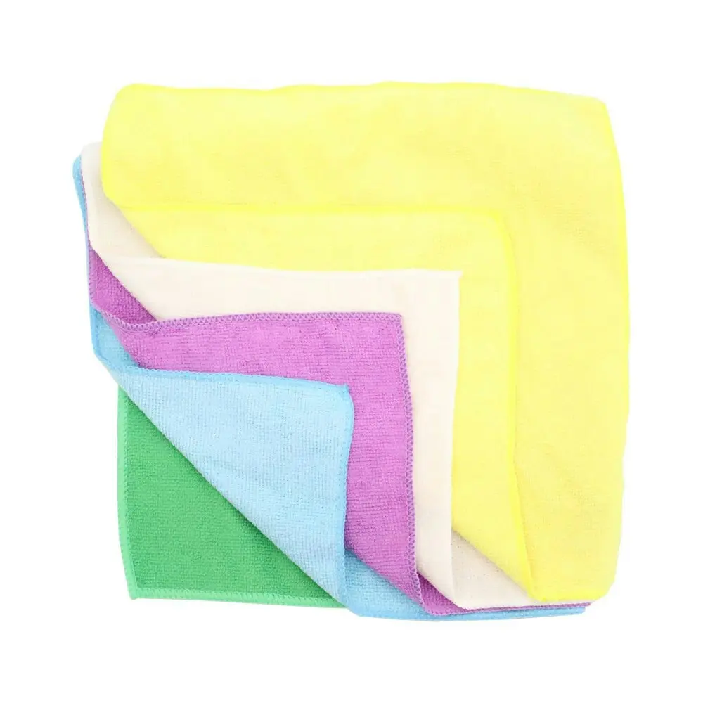 5PK White Glove 30x30cm Cleaning Microfibre Cloth Assorted Colour Towel Wash