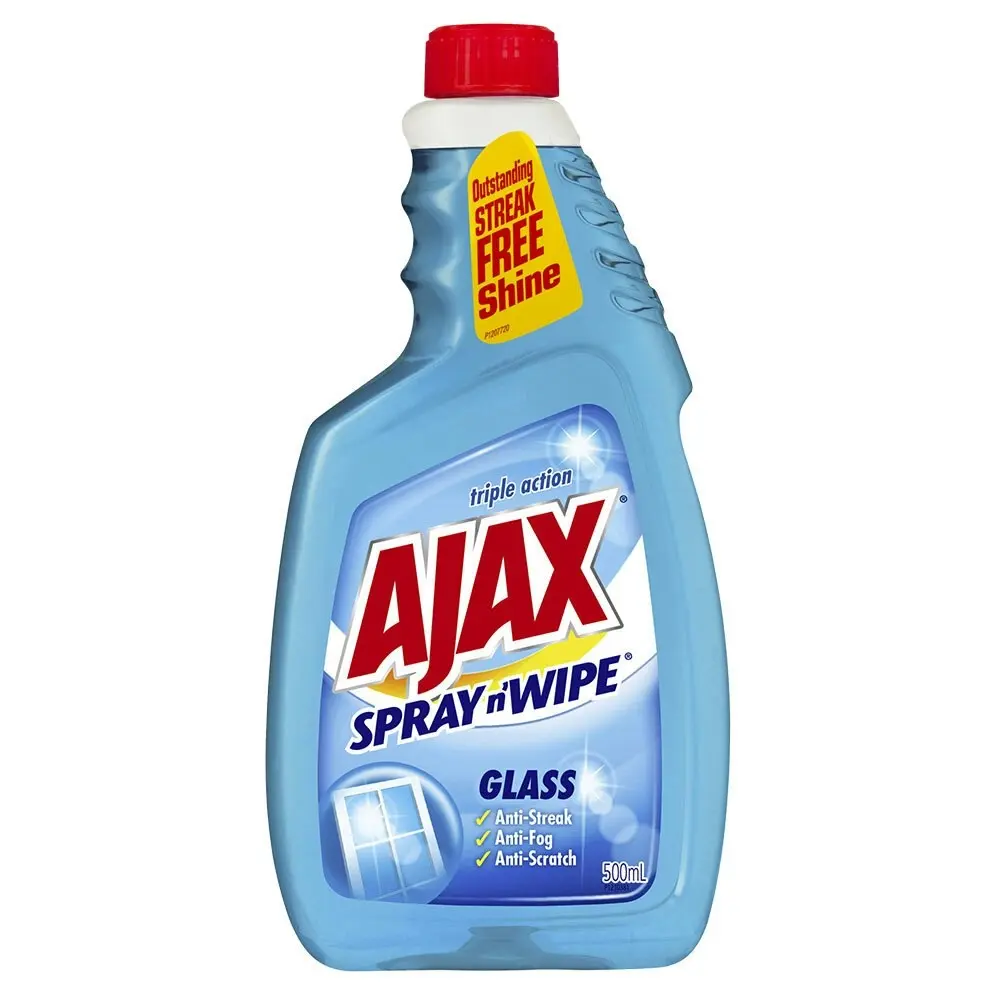 4x Ajax Spray Wipe 500ml Glass Anti-Fog/Anti-Scratch/Anti-Streak Cleaner Refill