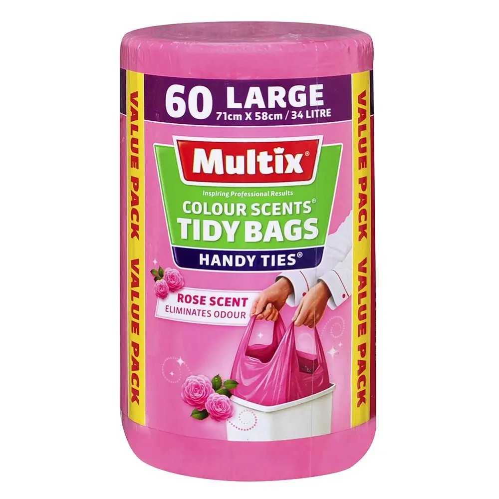 120x Multix Large 34L 71cm Rose Scent Tidy Rubbish/Garbage/Trash Storage Bags