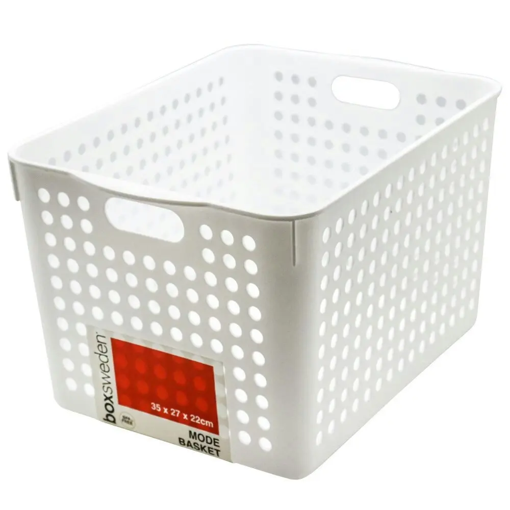 Boxsweden 35cm Mode Basket Home Storage/Holder Cleaning Room Organiser White