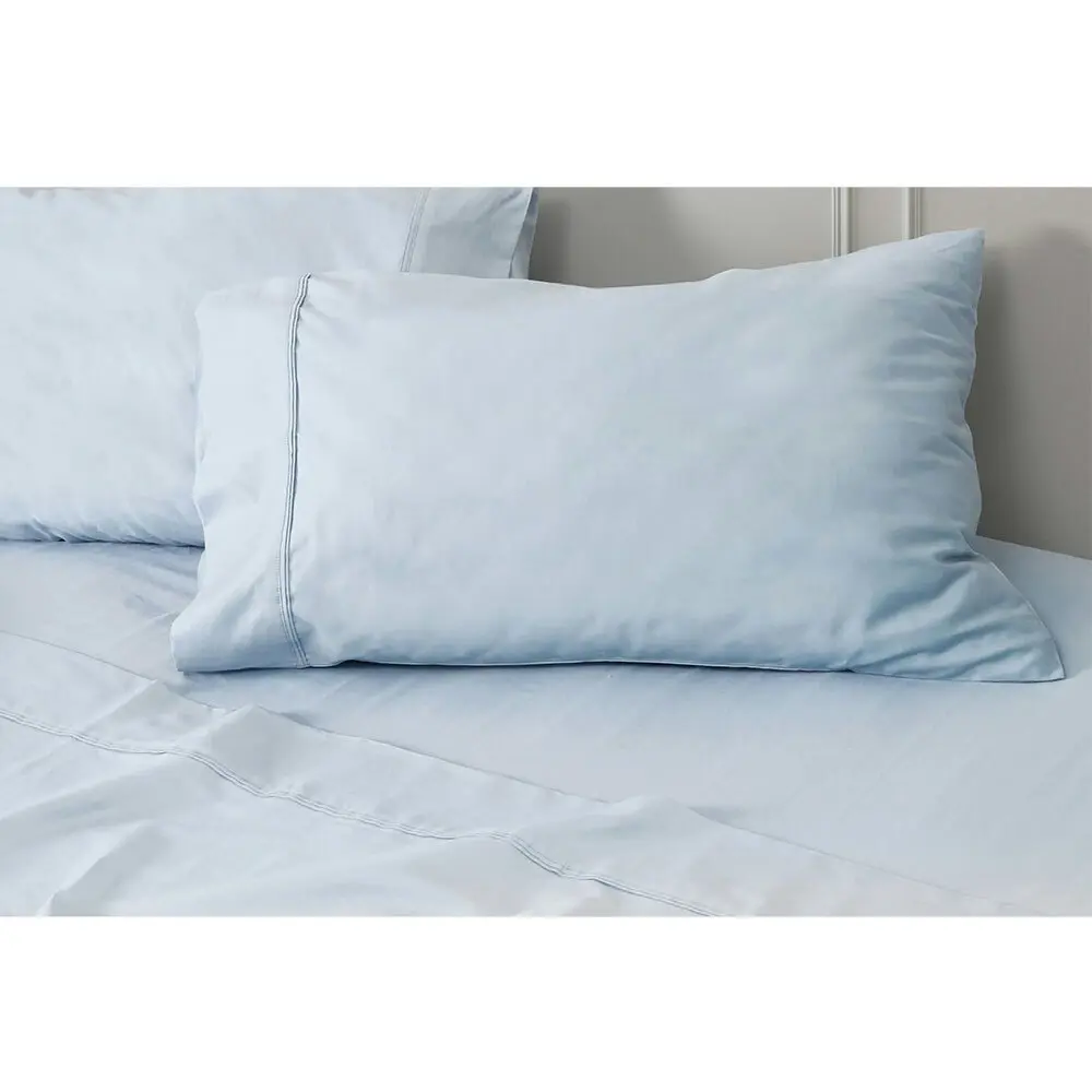 Tontine King Bed Fitted Sheet Set 300TC Australian Cotton Powder Blue Bedroom