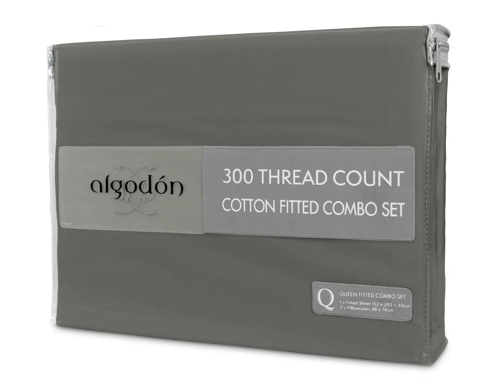 Ardor 300TC Cotton Single Bed Size Fitted Sheet Combo Set w/ Pillowcase Charcoal