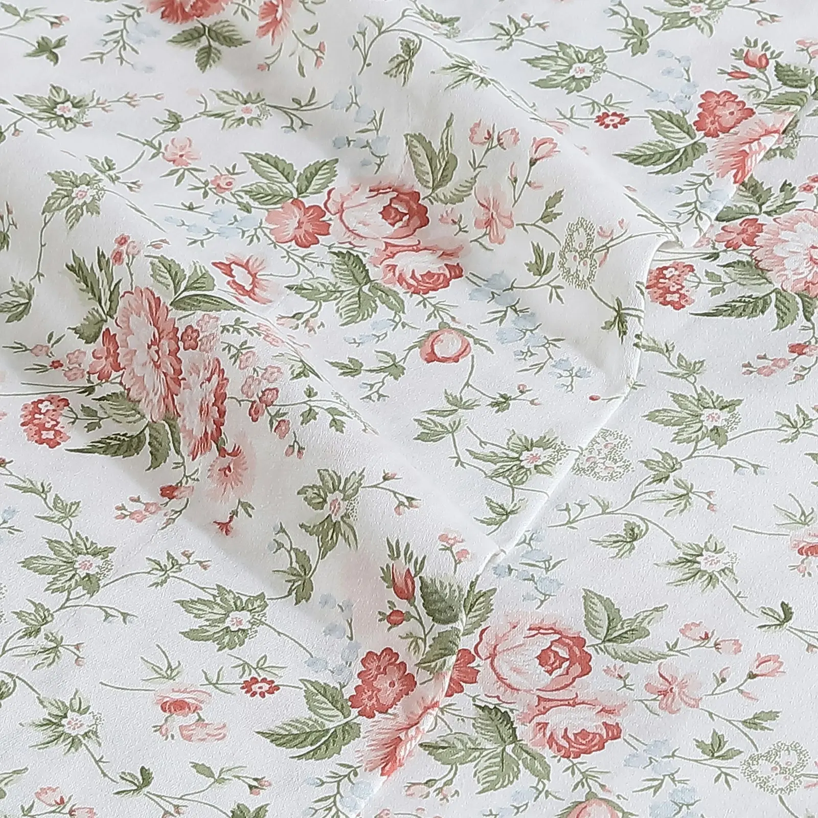 Laura Ashley King Bed Lillian Cotton Flat/Fitted Sheet Set/2x Pillowcases Coral