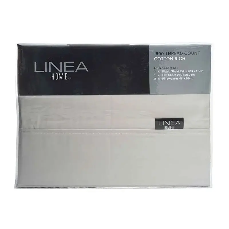 Linea Home King Bed Size Home Fitted/Flat Sheet Set 1500TC Cotton Rich Dove Grey