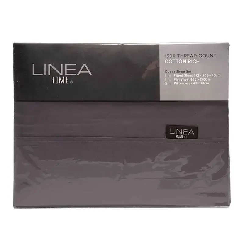 Linea Home King Bed Size Home Fitted/Flat Sheet Set 1500TC Cotton Rich Fossil