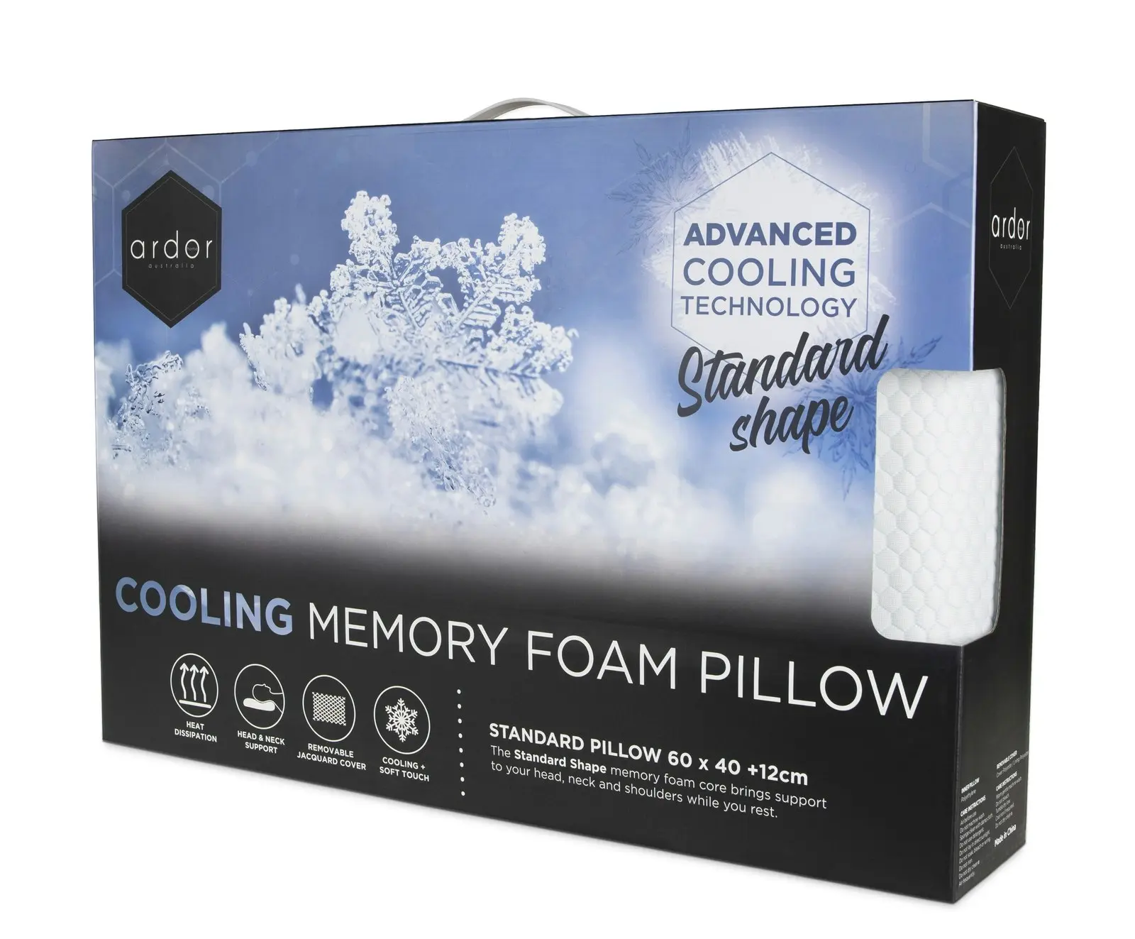 Ardor Standard Cooling 60x40cm Memory Foam Soft Pillow Bed Sleeping Cushion WHT