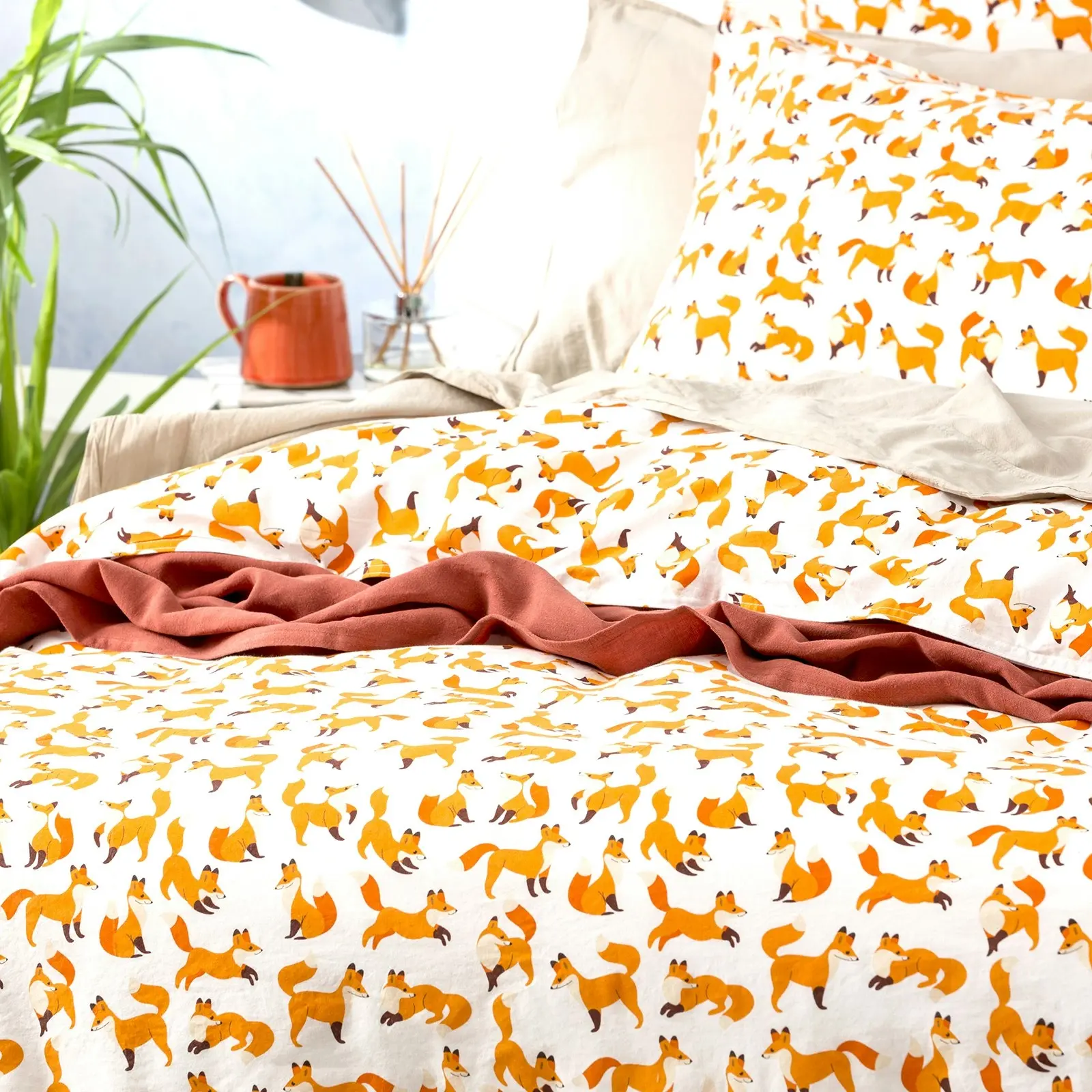 Renee Taylor European Super King Bed Quilt Cover VIN Washed Printed Cotton Fox