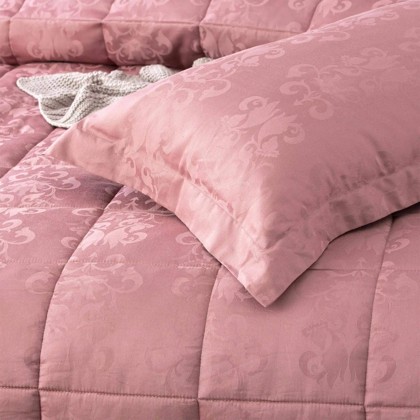 Ddecor Home Paisley King Bed Comforter Set 500TC Cotton Jacquard Bedding Rose