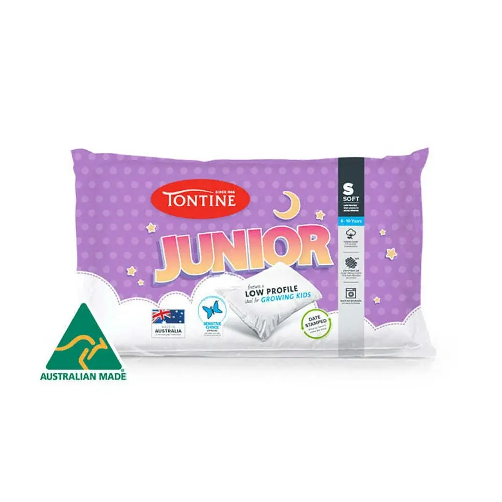 Tontine 46x72cm Junior 6-10yrs Kids/Children Soft Cotton Pillow Low Profile WHT