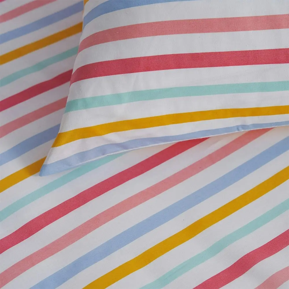 Minikins Junior King Single Bed Fitted Sheet Set 180TC Cotton Rich Rainbow STR