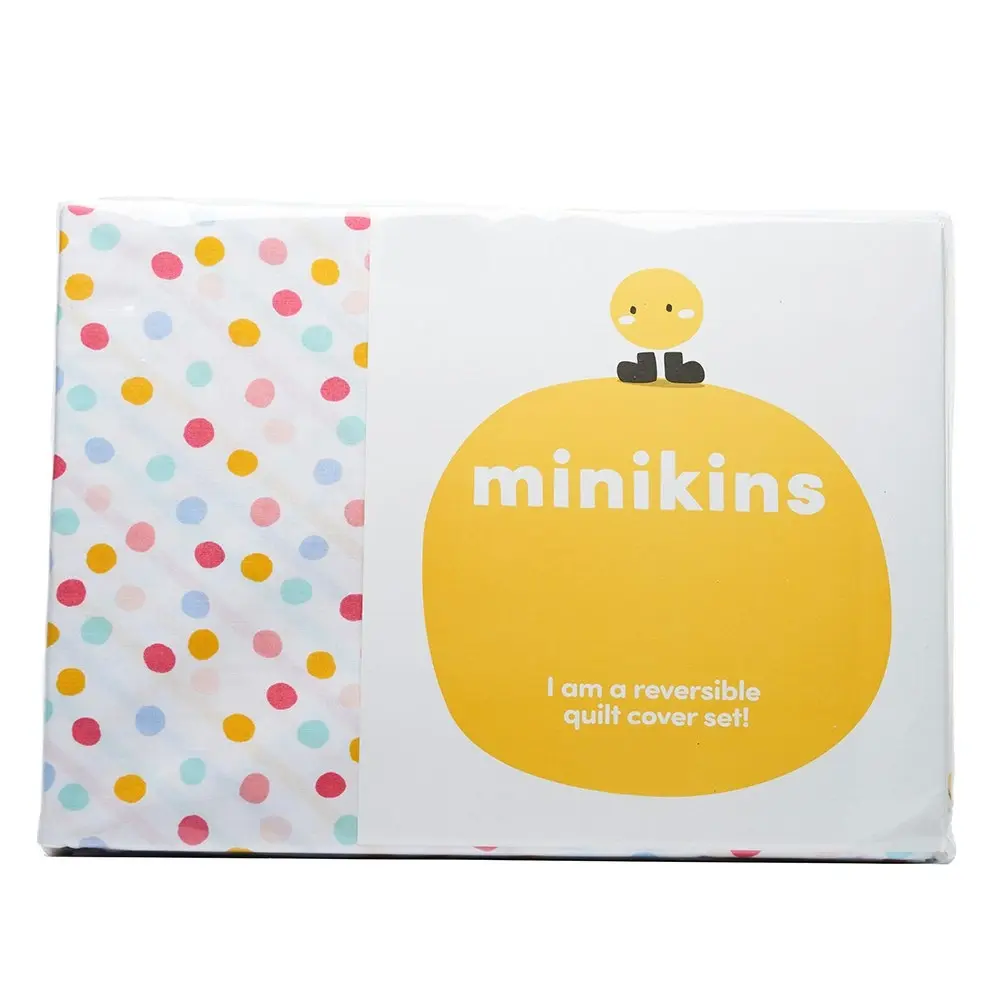 Minikins Reversible Double Bed Quilt Cover Set Cotton Multicolour Spot Printed