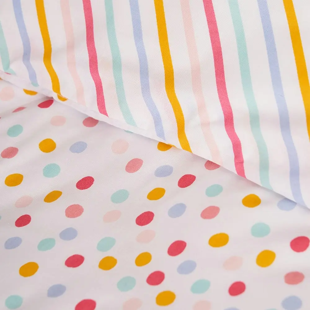 Minikins Reversible Double Bed Quilt Cover Set Cotton Multicolour Spot Printed