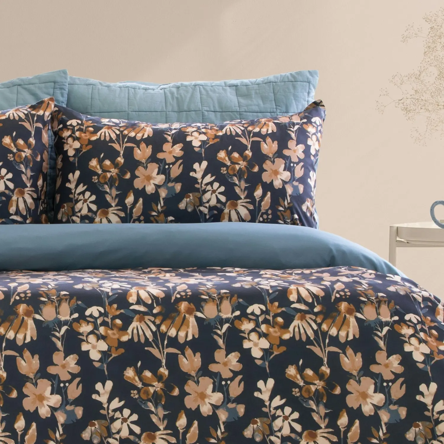 Ardor Boudoir Florentine Printed Home Single Bed Quilt Cover Set Microfibre Navy