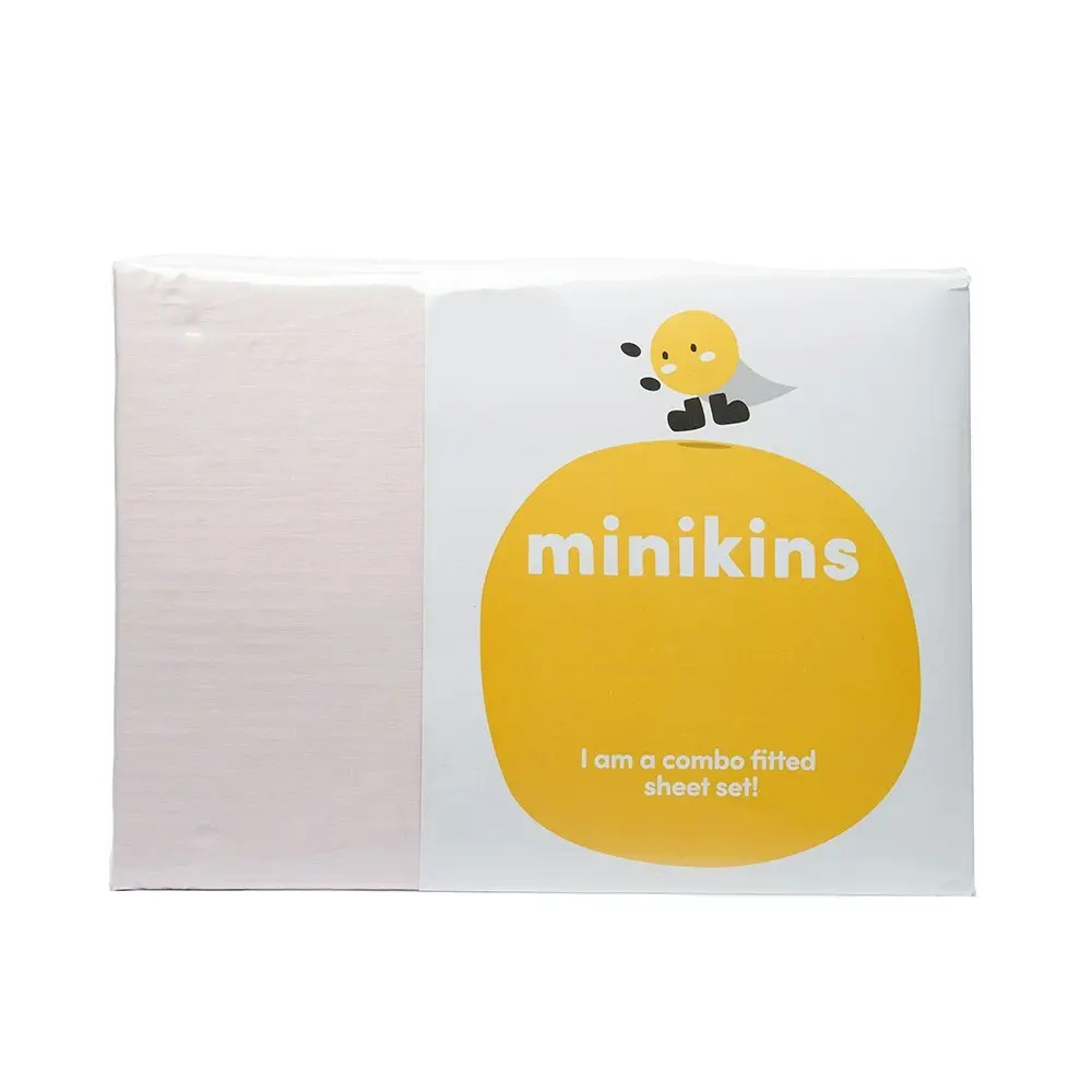 Minikins Junior King Single Bed Fitted Sheet Set 180TC 100% Cotton Baby Pink