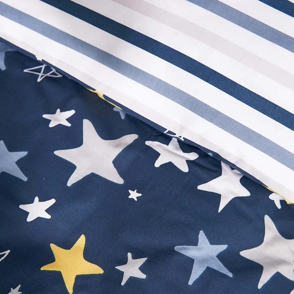 Minikins Reversible Double Bed Quilt Cover Set Cotton Starry Night Printed Kids