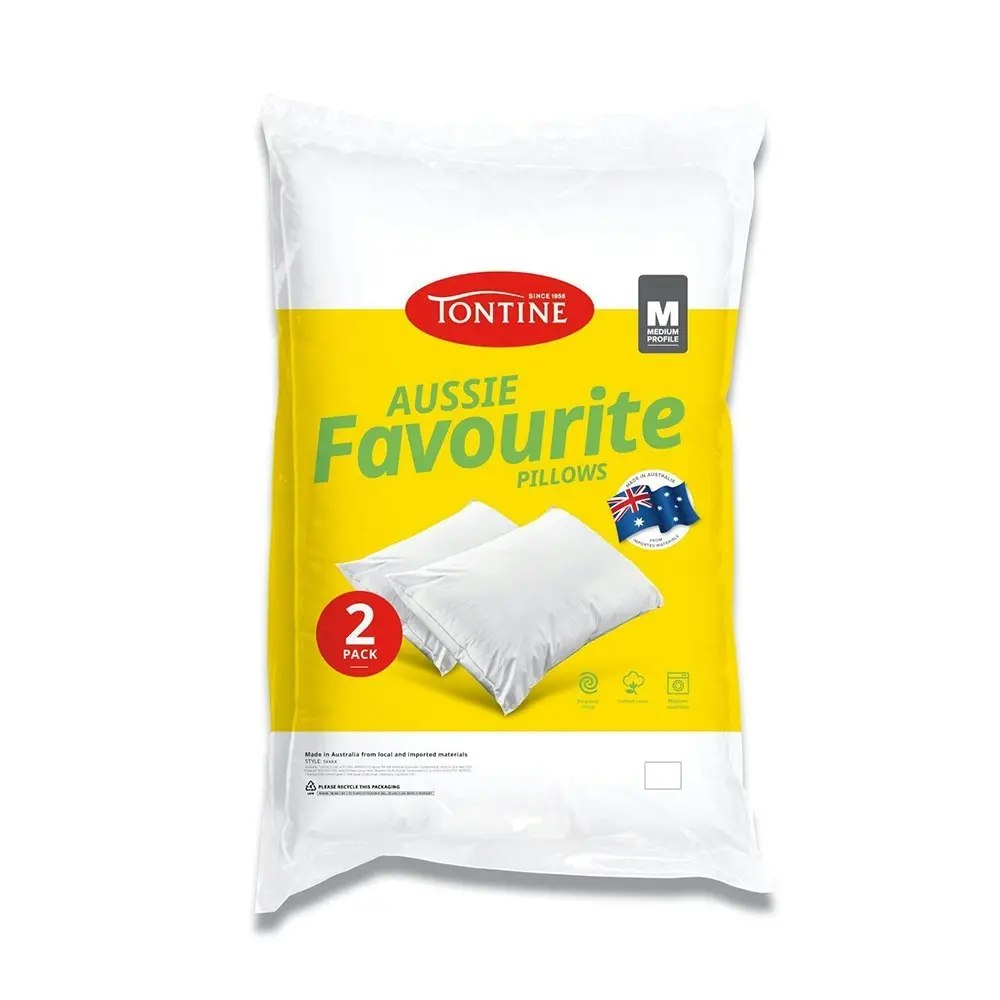 2pc Tontine 46x72cm Aussie Favourite Pillow Medium Profile Home Bedding