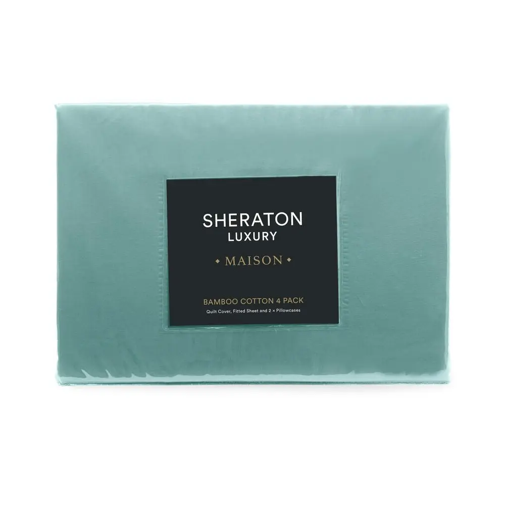 4pc Sheraton Luxury Maison King Bed Quilt Cover/Fitted Sheet/Pillowcase Set Teal