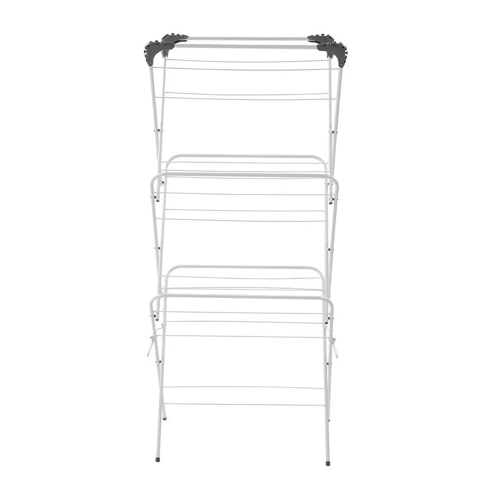 Boxsweden 64x138cm Foldable Clothes Airer Dryer Hanging Rack Rail Stand White