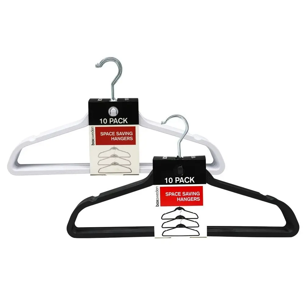 30PK Boxsweden Plastic Space Saving Hangers 45cm Closet Clothes Organiser Asst.