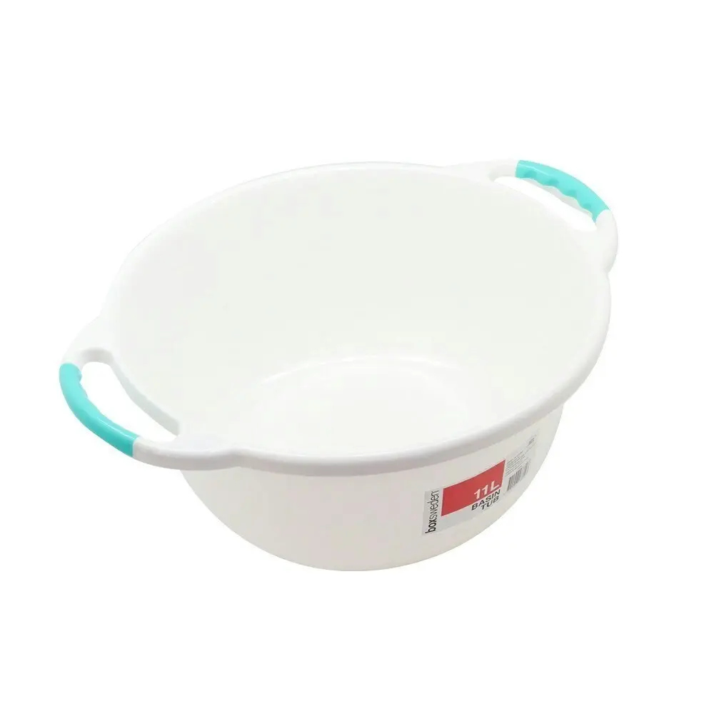 3x Boxsweden Basin Round 11L w/ Handles Washing Container Bucket Storage Assort