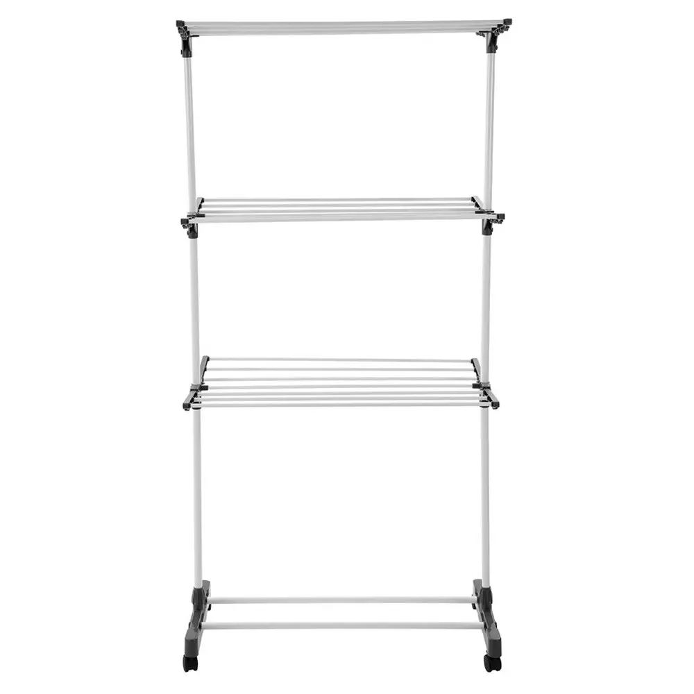 Boxsweden 80x60x165cm 3 Tier Clothes Dryer Rack Airer/Horse w/ Wheels 21 Rails