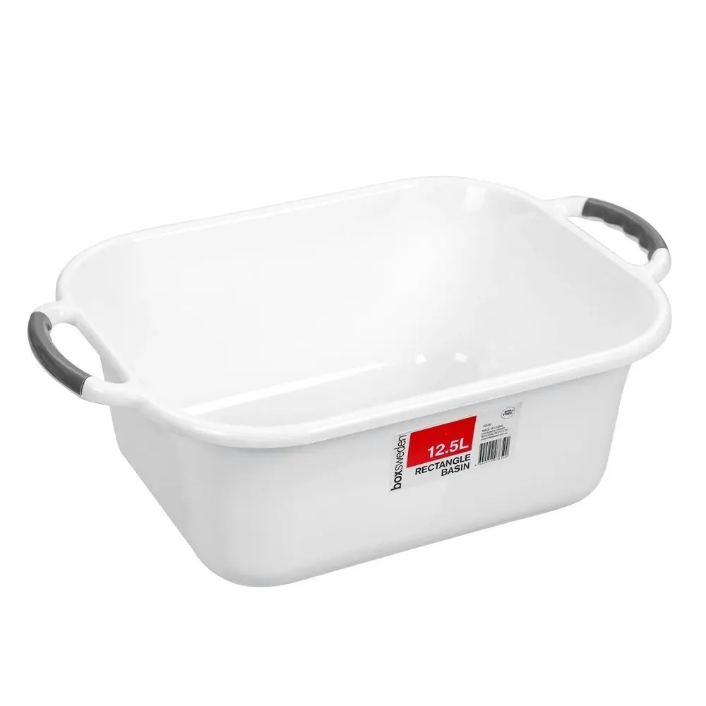 3x Boxsweden 12.5L Basin Rectangular w/ Handles Washing Bucket Storage Tub Asst