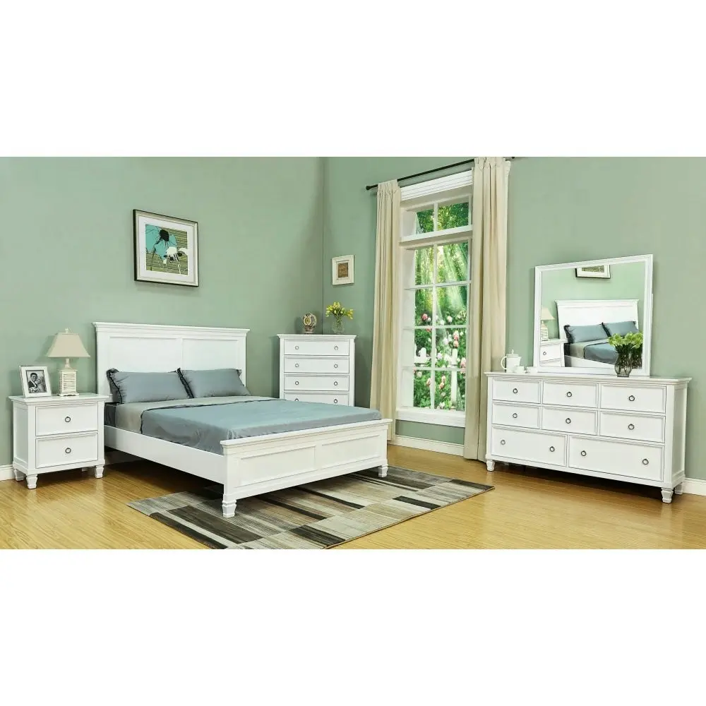 Our Home Seina Hampton Classic Solid Wooden Bed Frame King Size - White