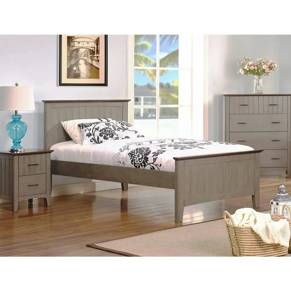 Our Home Karla Modern Classic Solid Wooden Queen Size Bed - Forest Grey