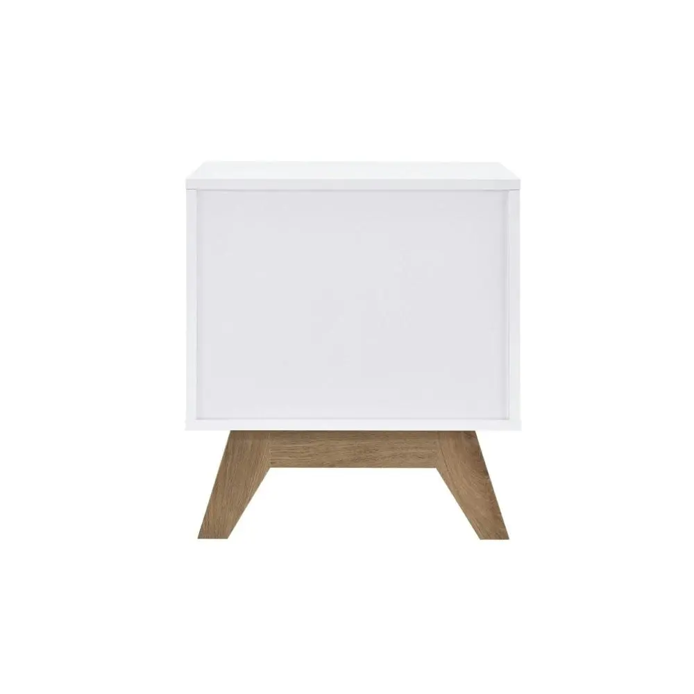 Penelope Scandinavian Wooden Bedside Side Table NightStand - White & Oak