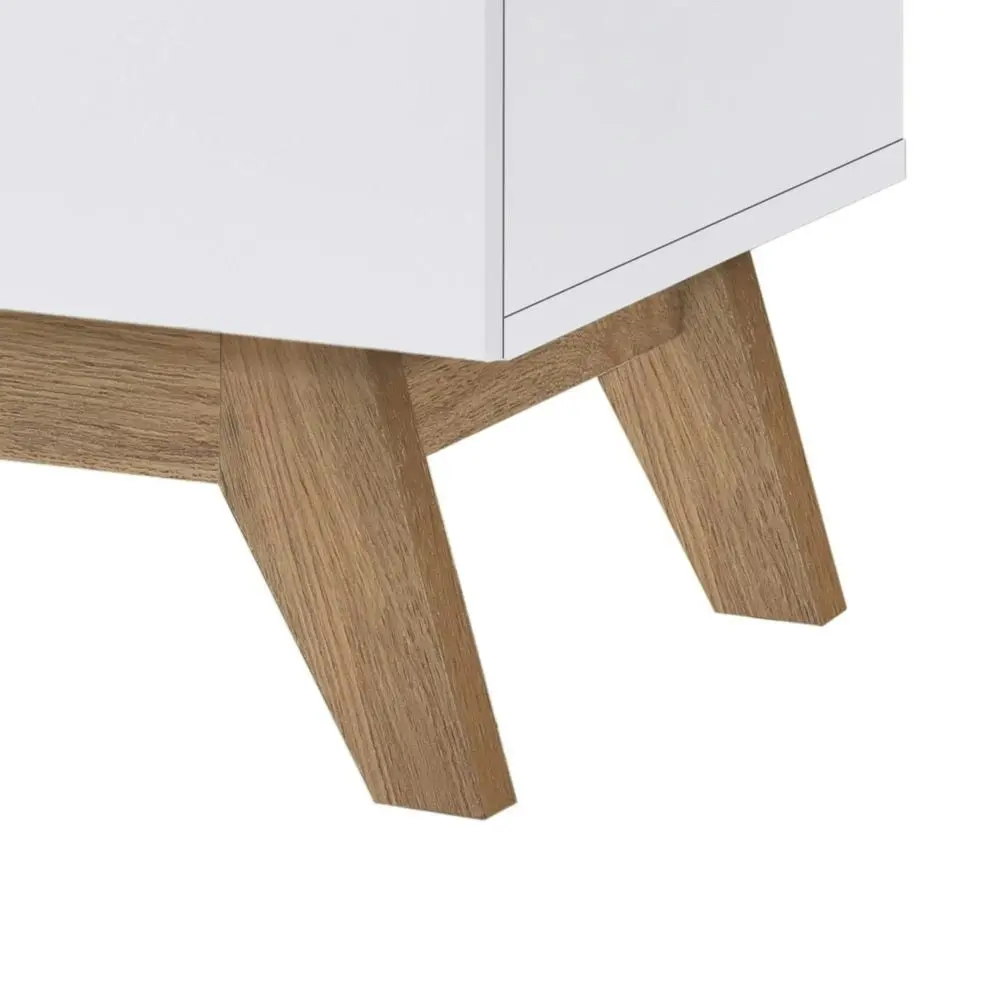 Penelope Scandinavian Wooden Bedside Side Table NightStand - White & Oak