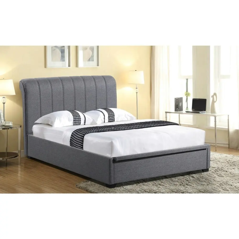 Our Home Daniela Modern Fabric Gas Lift Bed Frame Double Size - Dark Grey