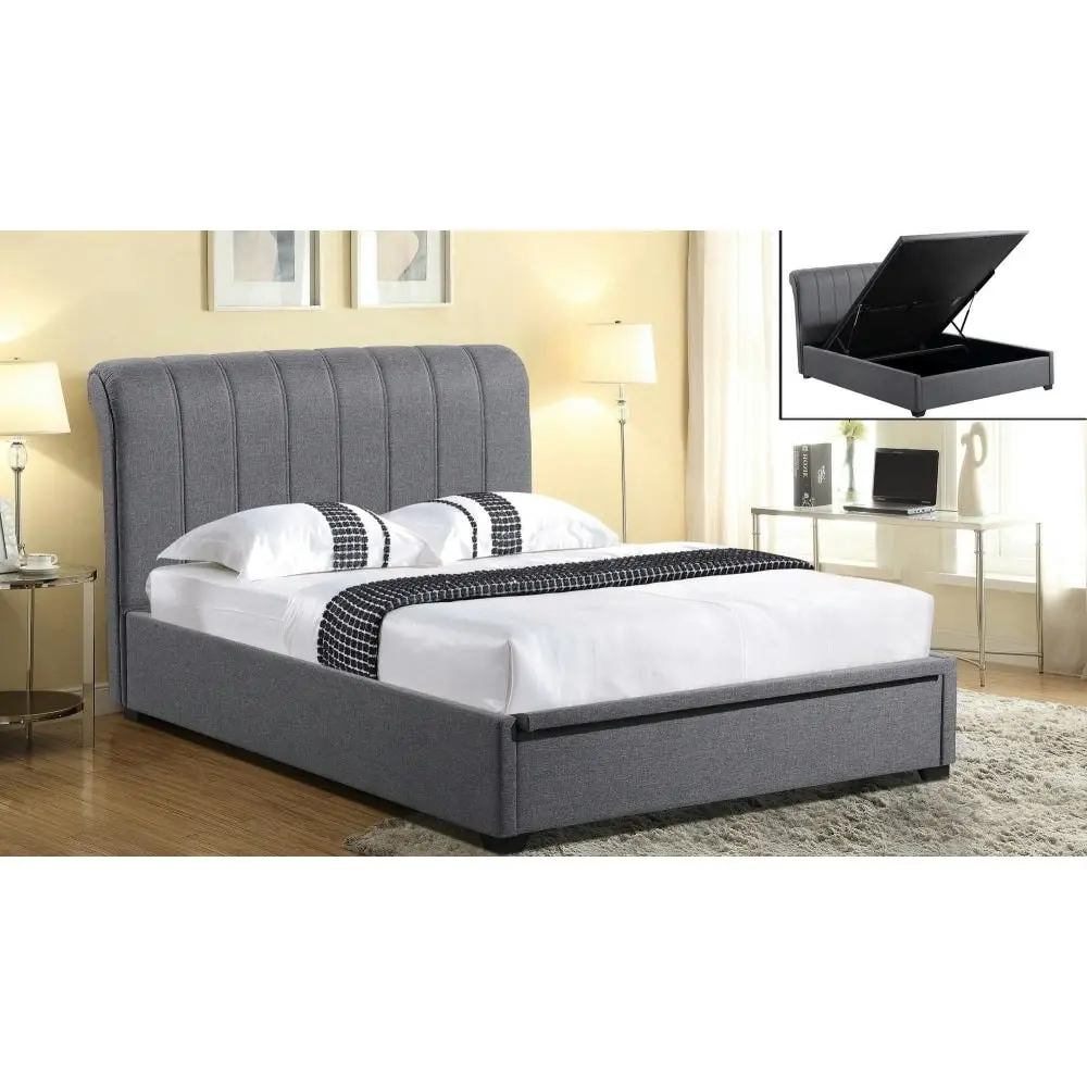 Our Home Daniela Modern Fabric Gas Lift Bed Frame Double Size - Dark Grey