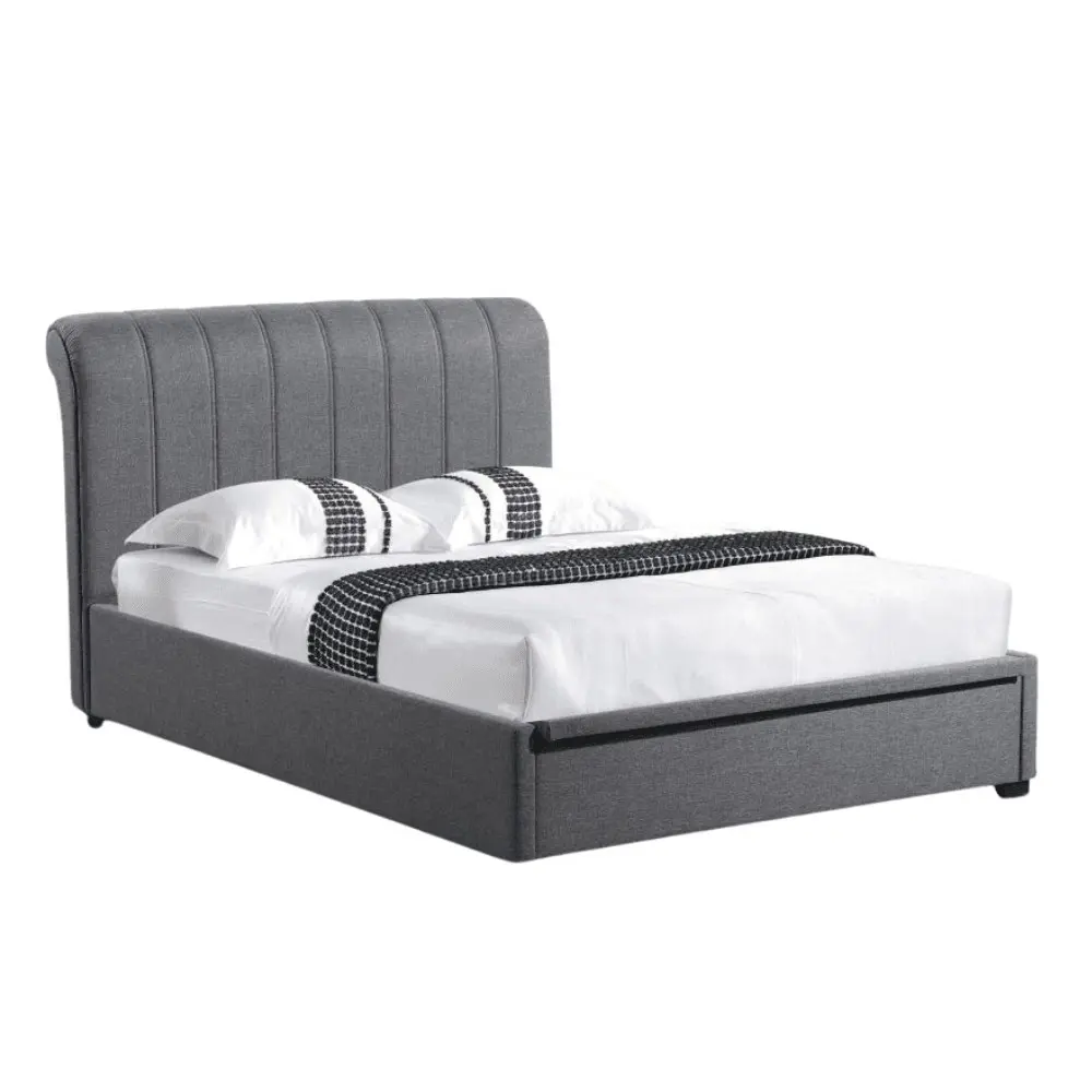 Our Home Daniela Modern Fabric Gas Lift Bed Frame Double Size - Dark Grey