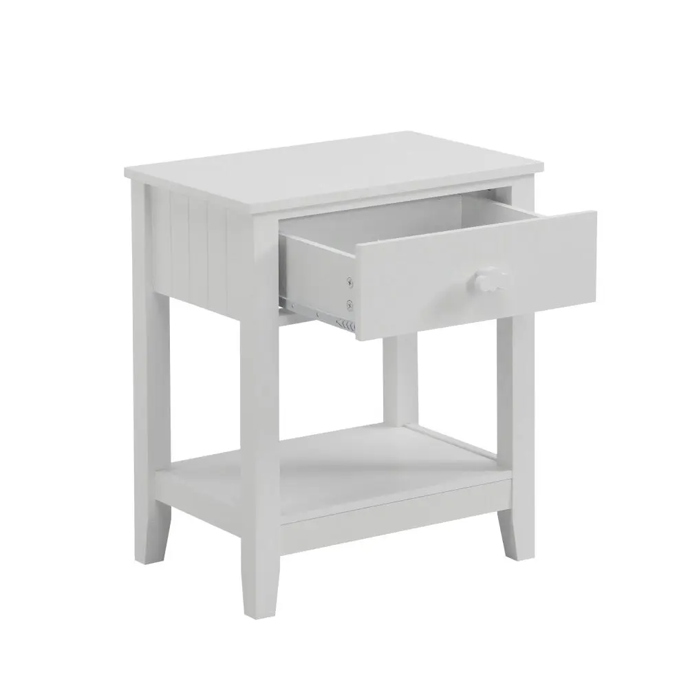 Design Square Oliver Modern Bedside Nightstand Side Table W/ 1-Drawer - White