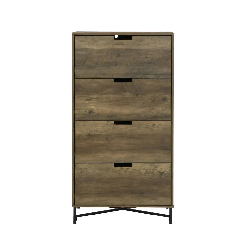 Design Square Elijah Industrial Chest Of 4-Drawers Tallboy Storage Cabinet - Old Wood