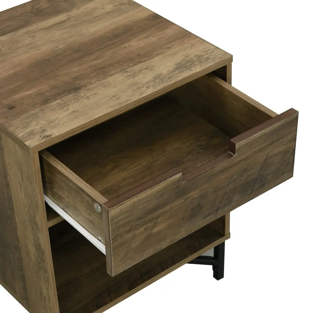 Design Square Addi Wooden Nightstand Bedside Table W/ 1-Drawer - Walnut