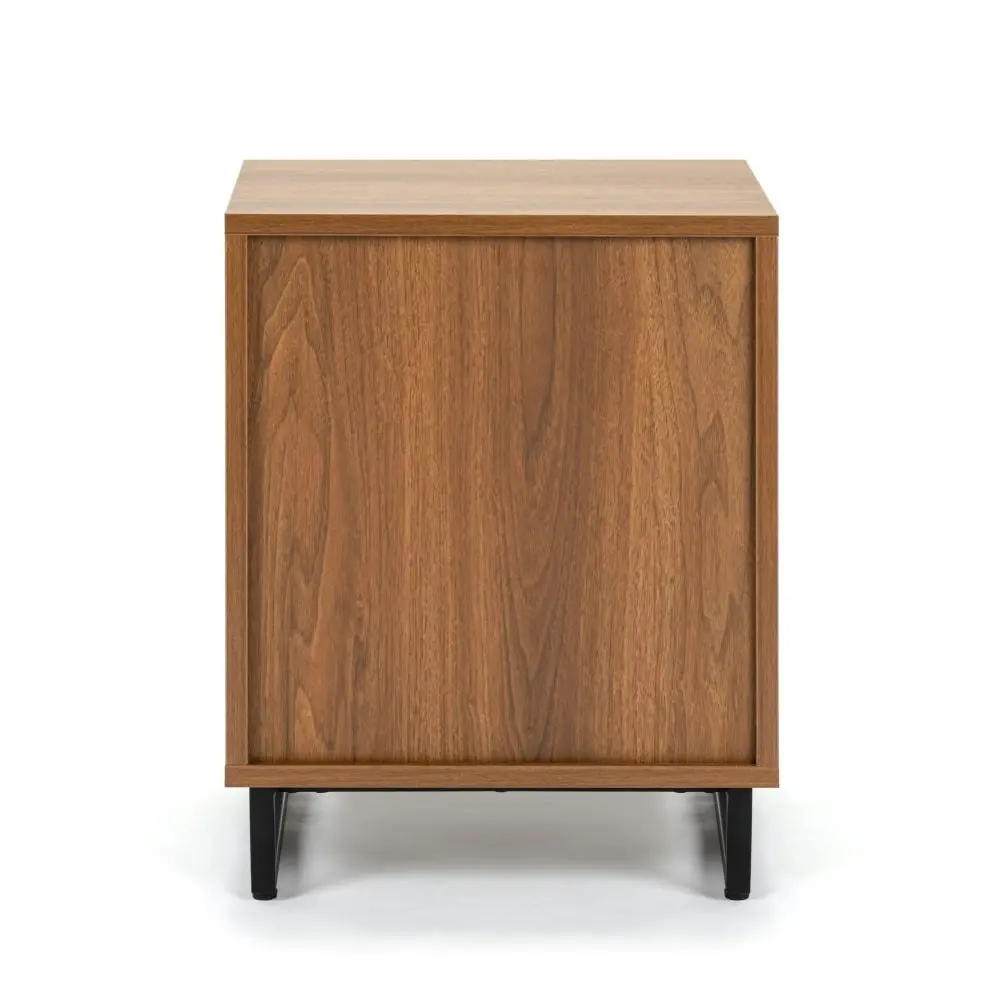 Design Square Zane Bedside Nightstand Side Table W/ 2-Drawers - Walnut/Charcoal