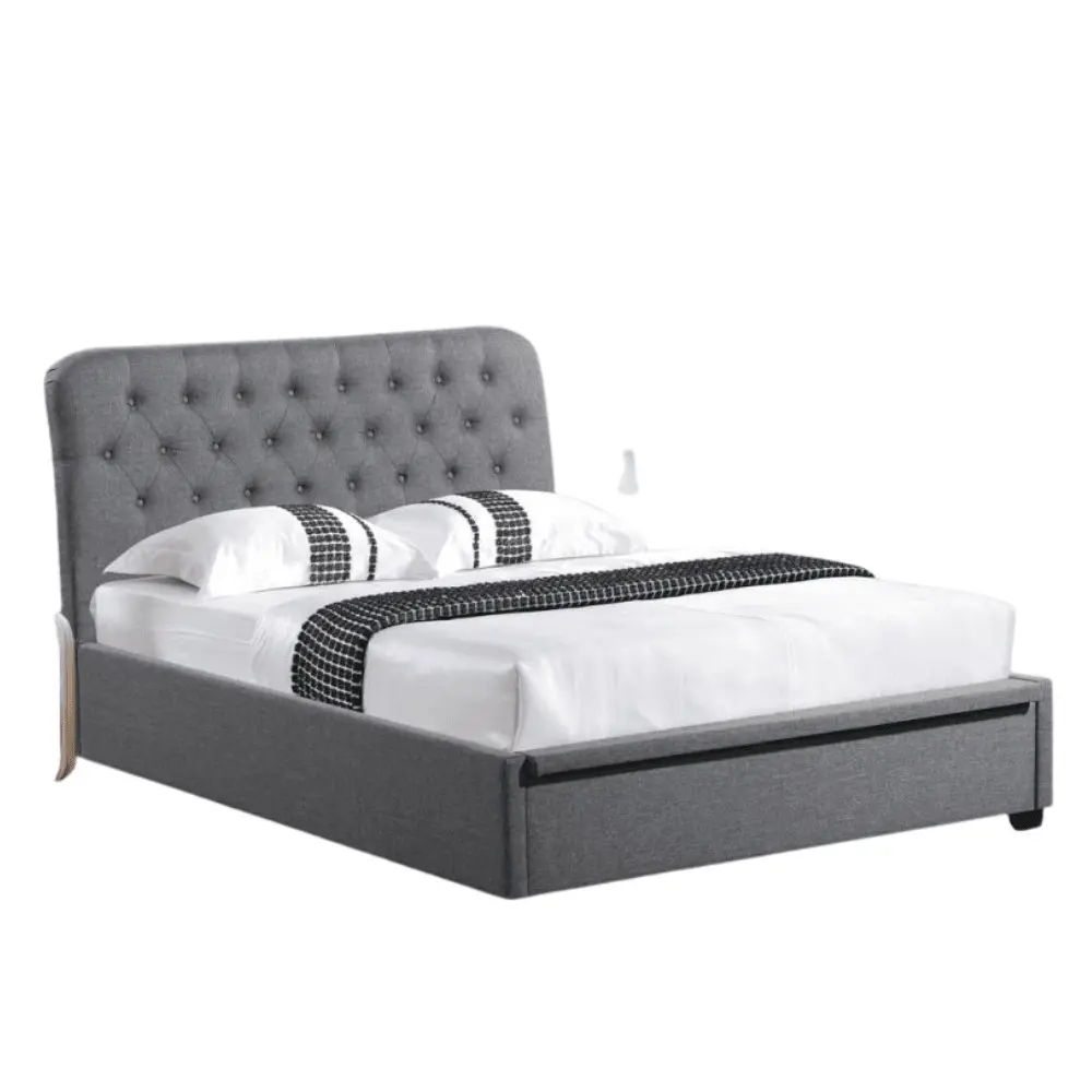 Our Home Norah Modern Fabric Gas Lift Tufted Bed Frame King Single Size - Dark Grey